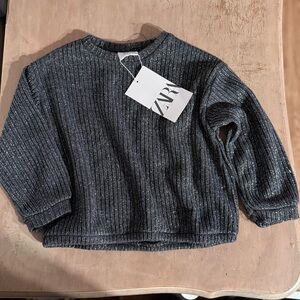 ZARA Sparkle Grey Ribbed Sweater
